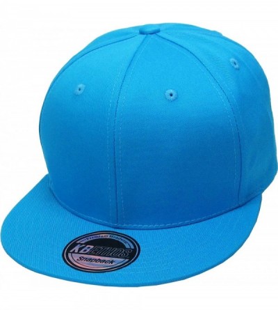 Baseball Caps Classic Snapback Hat Blank Cap - Cotton & Wool Blend Flat Visor - (3.9) Aqua - C311YMPG7DP $8.94