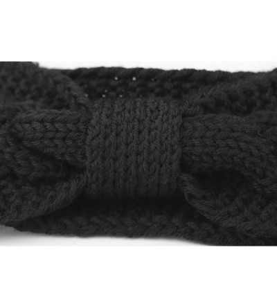 Cold Weather Headbands Women's Cable Knitted Turban Headband Soft Ear Warmer Head Wrap - Black - CI184ACGQDA $9.47