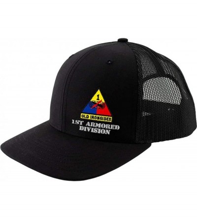 Baseball Caps Army 1st Armored Division Full Color Trucker Hat - Solid Black - CB18RNZ9I5W $19.17