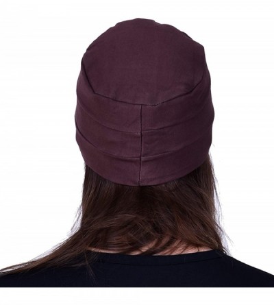 Skullies & Beanies Women's Cotton Headwears (Multicolours- Free Size) - Brown - CE18DTU6UCK $11.79