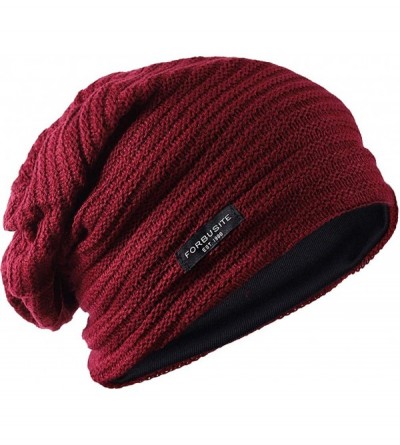 Skullies & Beanies Mens Slouchy Knit Beanie Summer Winter Skullcap Hats B306 - Burgundy - C612O5NQJGY $8.36