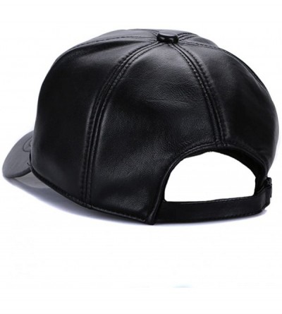 Baseball Caps Leather Baseball Cap Cool Hats Adjustable Unisex Ball Cap - Black - CG183KQZO9C $13.81