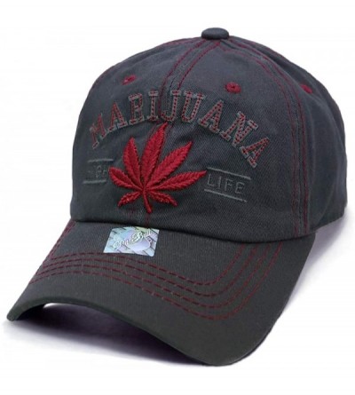 Baseball Caps High Life Marijuana Leaf Weed Design 420 Unstructured Dad Hat Baseball Cap - Charcoal Gray - CI18N9EERGC $11.03
