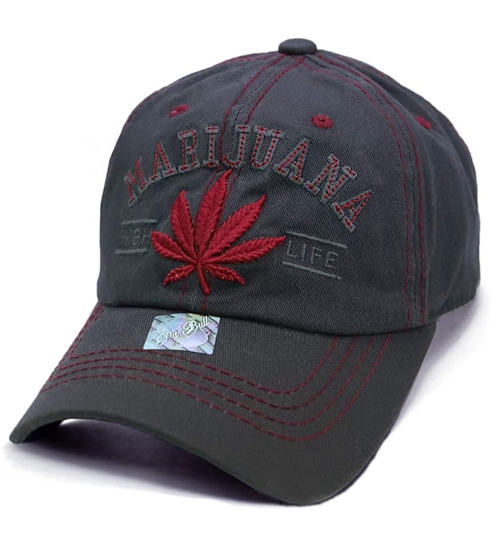 Baseball Caps High Life Marijuana Leaf Weed Design 420 Unstructured Dad Hat Baseball Cap - Charcoal Gray - CI18N9EERGC $11.03