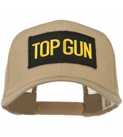 Baseball Caps Top Gun Military Patched Mesh Back Cap - Khaki - CO11LUGVSM9 $19.04