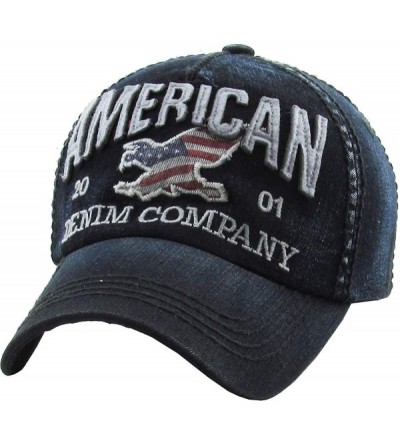 Baseball Caps Eagle and Free Spirit Distressed Baseball Cap Dad Hat Adjustable Unisex Fashion - (1.2) Black Eagle Denim - CE1...