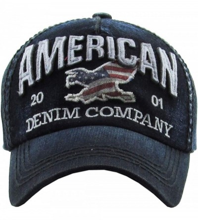 Baseball Caps Eagle and Free Spirit Distressed Baseball Cap Dad Hat Adjustable Unisex Fashion - (1.2) Black Eagle Denim - CE1...