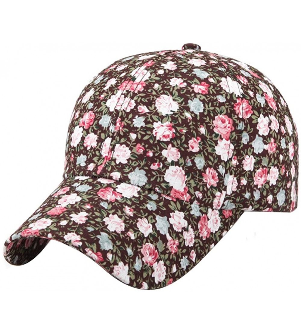 Baseball Caps Womens Sports Running Golf Travel Baesball Sun Flower Floral Cap Hat Caps Hats - Light Coffee - CX183LHSHCK $9.96