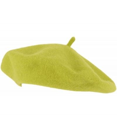 Berets Wool French Beret for Men and Women in Plain Colours - 3 Pack (Yellow/Orange/Lime) - CL18R29U9LG $21.25