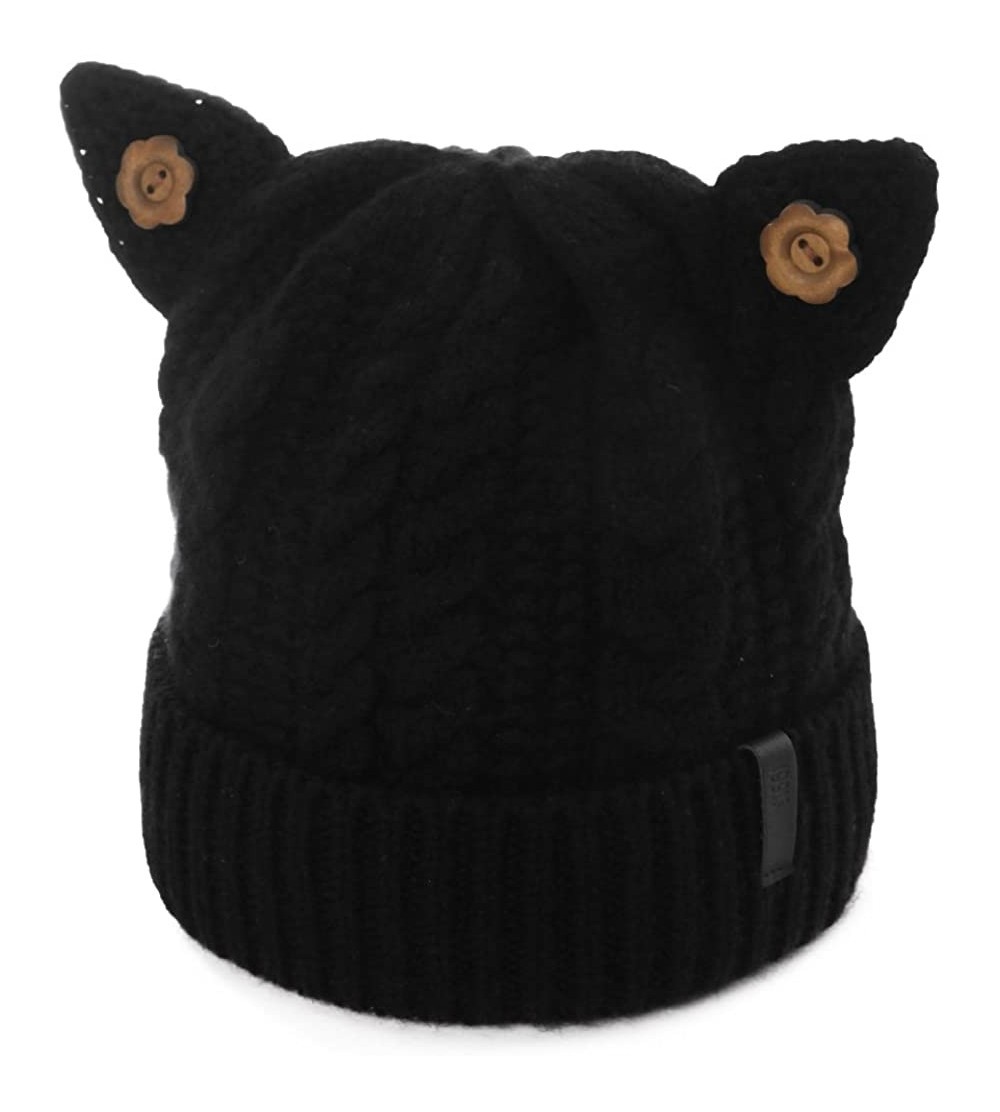 Skullies & Beanies Womens Knit Visor Beanie Newsboy Cap Winter Warm Hat Cold Snow Weather Girl 55-60cm - 89218-black - C818KM...