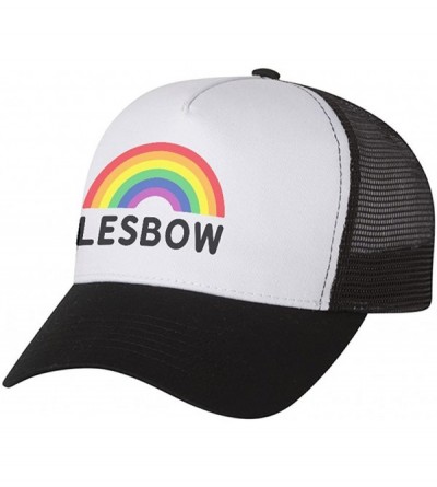Baseball Caps Lesbow Rainbow Flag Hat Gay Lesbian Equality Pride Trucker Hat Mesh Cap - Red/White - C618DLORDZY $14.03
