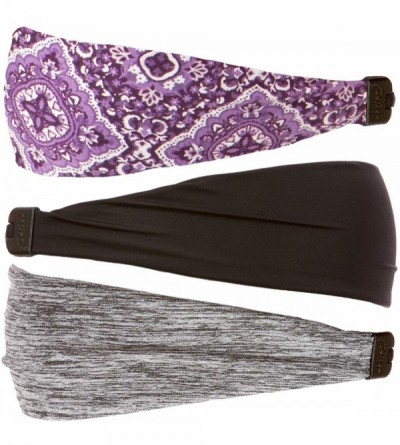 Headbands Adjustable & Stretchy Printed Xflex Wide Headbands for Women Girls & Teens (3pk Grey/Black/Purple Bandana Xflex) - ...