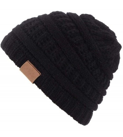 Skullies & Beanies Children Fashion Winter Warm Patchwork Comfortable Knitted Cap Hats & Caps - Black - C319242XE37 $36.63