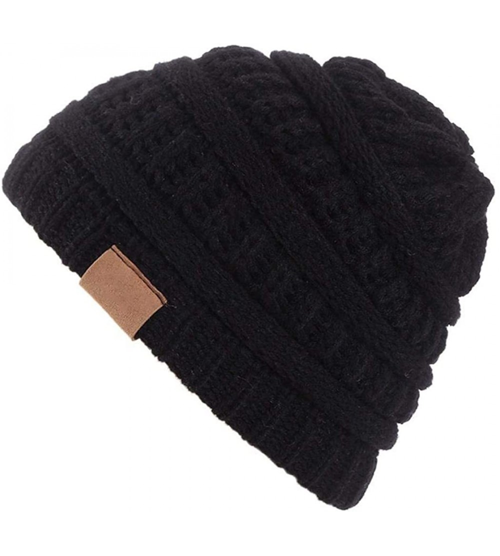 Skullies & Beanies Children Fashion Winter Warm Patchwork Comfortable Knitted Cap Hats & Caps - Black - C319242XE37 $22.07