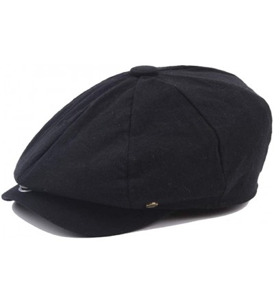 Newsboy Caps Linen Newsboy-Hats for Men Gatsby-Cabbie Cap Painter-Driving Hat - Black - CR18NLOWAKK $14.26