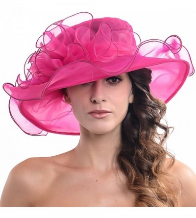 Sun Hats Women's Kentucky Derby Dress Tea Party Church Wedding Hat S609-A - S019-rose - CE18CL58S5N $18.32