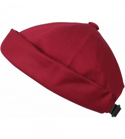Skullies & Beanies Solid Color Cotton Short Beanie Strap Back Casual Cap Soft Hat - Red - C4188OYNE4X $56.27