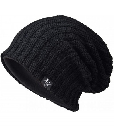 Skullies & Beanies Men Slouch Beanie Knit Long Oversized Skull Cap for Winter Summer N010 - B019-black - CH18I257TQH $16.98