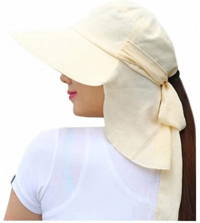 Sun Hats Adjustable Outdoor Protection Foldable Ponytail - Beige - C6197WZRAYM $14.60