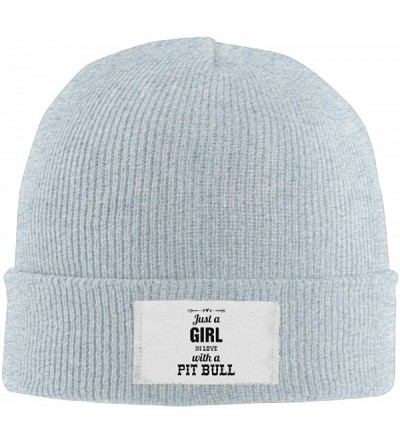 Skullies & Beanies Just A Girl in Love with A Pit Bull Warm Beanie Hats Black - Ash - CN12KPOBHEZ $9.47