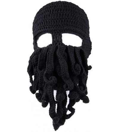 Skullies & Beanies Men's Head Barbarian Vagabond Beanie Original Foldaway Beard Octopus Pirate Hats Bearded Caps - Black - C1...