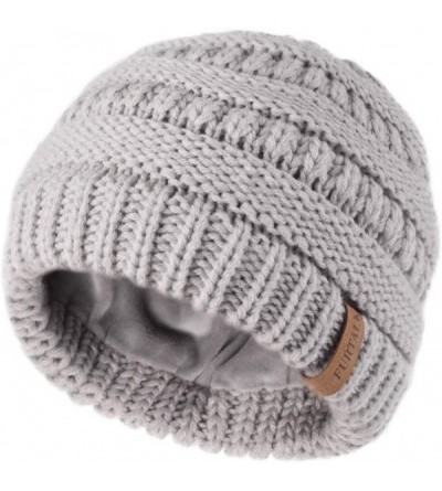 Skullies & Beanies Kids Girls Boys Winter Knit Beanie Hats Bobble Ski Cap Toddler Baby Hats 1-6 Years Old - 12-light Gray - C...