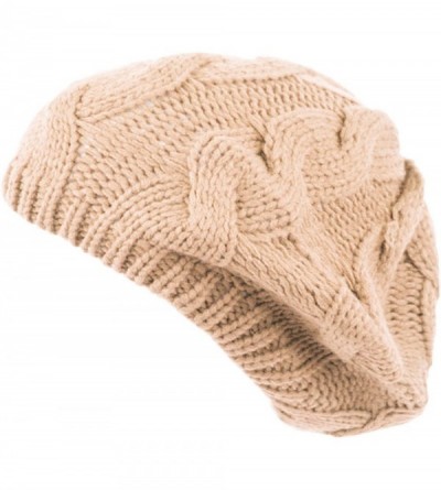 Berets Women Winter Warm Ski Knitted Crochet Baggy Skullies Cap Beret Hat - Br1709khaki - C9187GE5EEO $11.24
