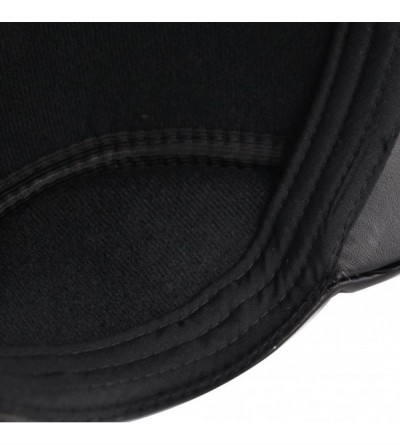 Newsboy Caps Men's Classic Leather Cap Newsboy Golf Flat Ivy Hat - Black - CZ18G52U9T6 $12.14