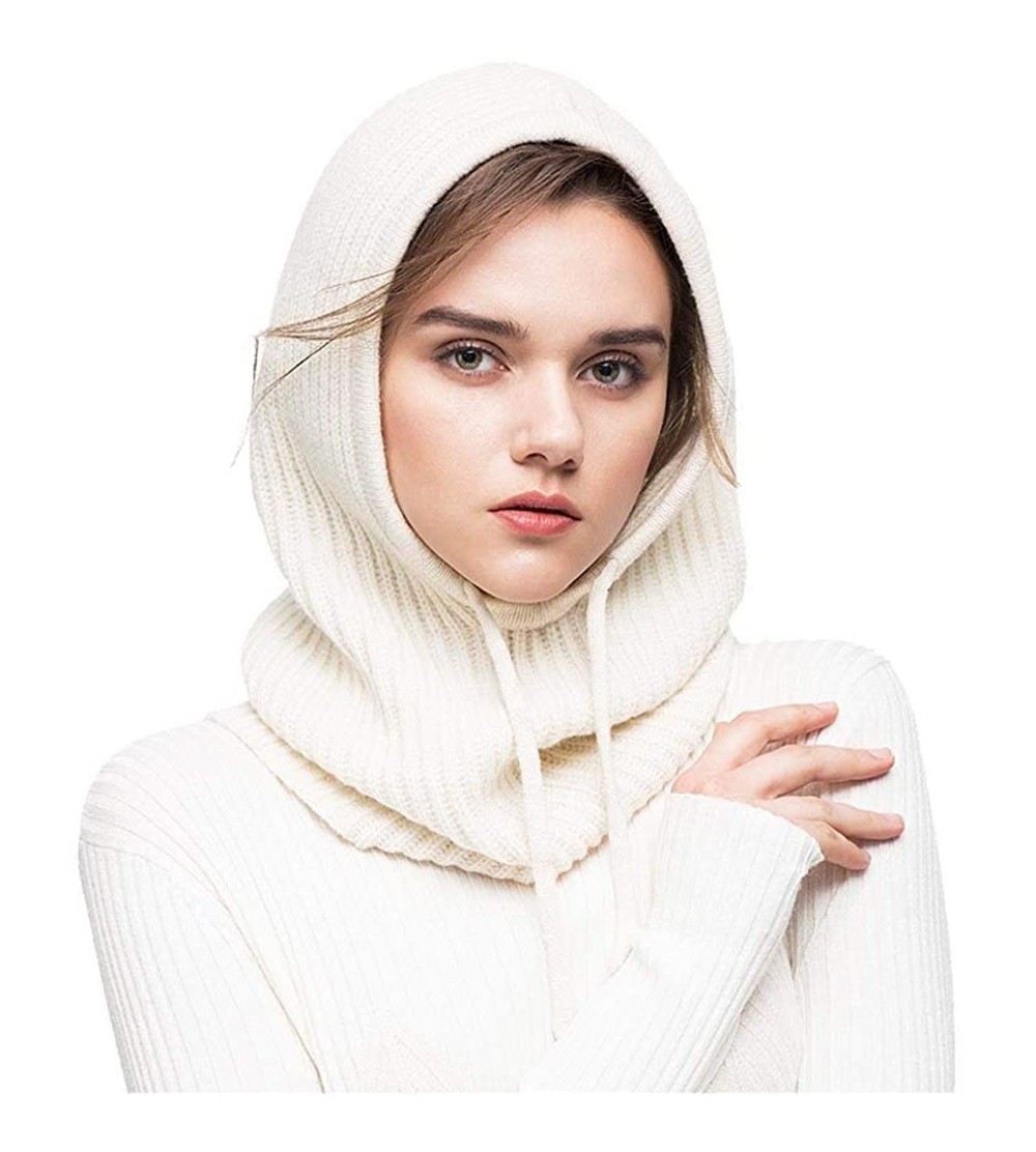 Balaclavas Balaclava Hood hat Windproof Soft Cashmere Fleece Knitted Ski Face Mask for Men Women Children - White - CD18LX3KL...