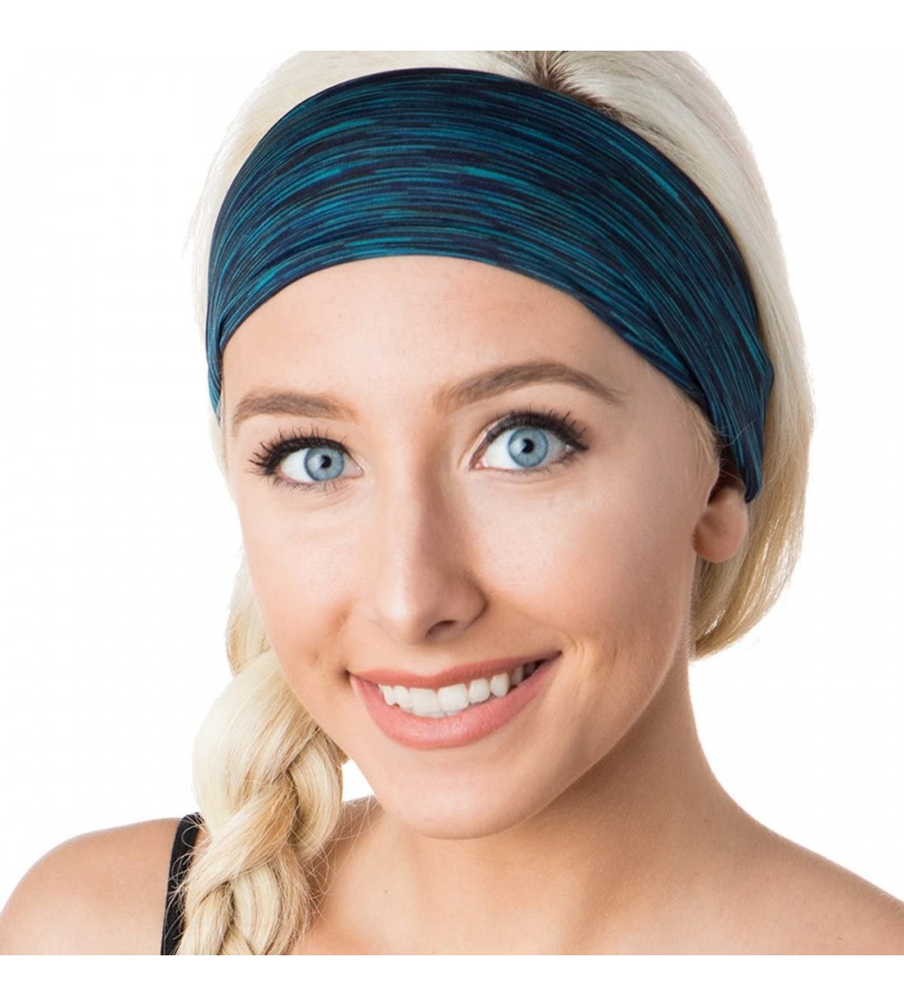 Headbands Adjustable & Stretchy Space Dye Xflex Wide Headbands for Women Girls & Teens - Space Dye Teal - CP12NZ1YR24 $9.44