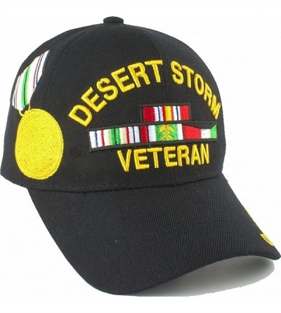 Baseball Caps Desert Storm Veteran Ribbons with Medal Mens Cap - Black - CF187GQNLNA $16.72