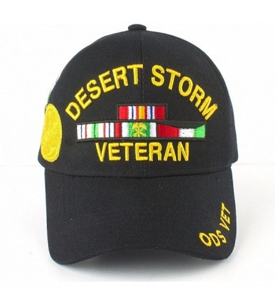 Baseball Caps Desert Storm Veteran Ribbons with Medal Mens Cap - Black - CF187GQNLNA $16.72