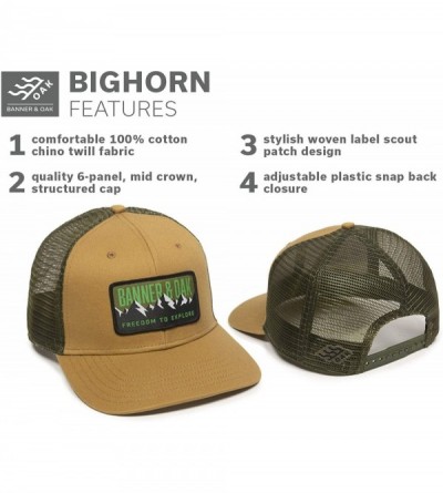 Baseball Caps Bighorn Scout Patch Trucker Hat - Adjustable Baseball Cap w/Plastic Snapback Closure - Khaki - C518S86HWH5 $31.14