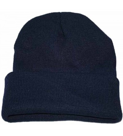 Skullies & Beanies Unisex Slouchy Knitting Beanie Hip Hop Cap Warm Winter Ski Hat - Dark Blue - CY18AU50HQD $10.69