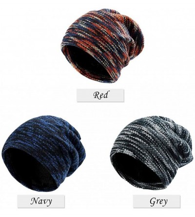 Skullies & Beanies Men Women Slouchy Thick Beanie Warm Knitted Hat Ladies Winter Loose Knit Ski Cap - Red - CM18K62C93Y $9.30