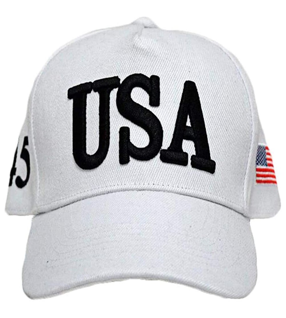 Skullies & Beanies Make America Great Again Donald Trump Cap Hat Unisex Adjustable Hat - Usa White - CE182A8ILAC $9.47