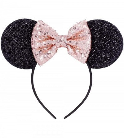 Headbands Sequins Bowknot Lovely Mouse Ears Headband Headwear for Travel Festivals - Rose Gold - C018AZO8WR3 $9.73