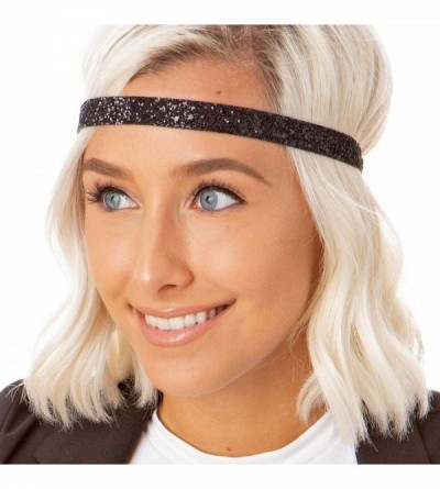 Headbands Girl's Adjustable Non Slip Skinny Bling Glitter Headband Multi Pack - Black & Red - CY11MNG3N8R $12.74
