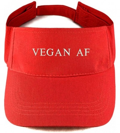 Visors Vegan AF Embroidered 100% Cotton Adjustable Visor - Red - C117Z39OC3U $19.94