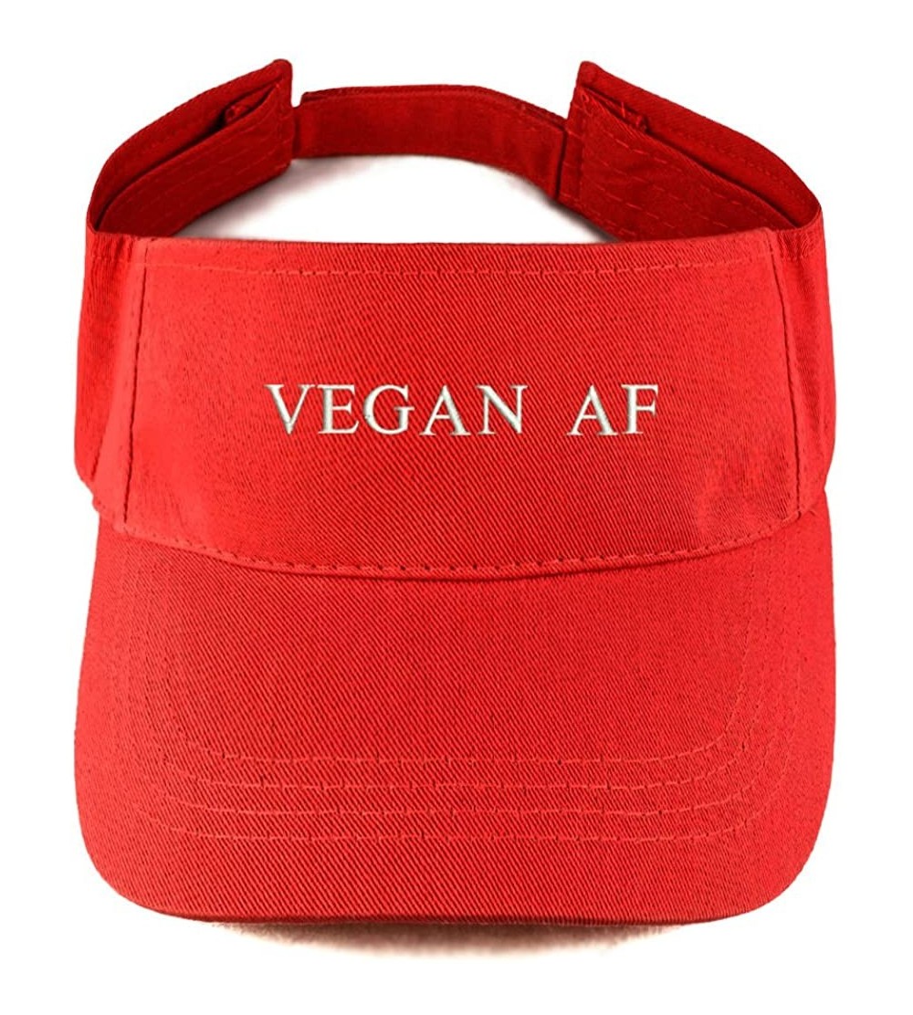 Visors Vegan AF Embroidered 100% Cotton Adjustable Visor - Red - C117Z39OC3U $19.94
