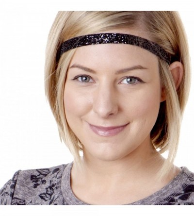 Headbands Girl's Adjustable Non Slip Skinny Bling Glitter Headband Multi Pack - Black & Red - CY11MNG3N8R $12.74