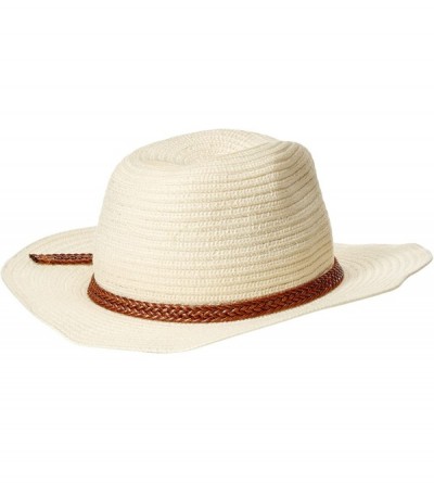 Fedoras Women's Textured Panama Hat with Braid Band - Oatmeal - CD12O2841P8 $15.79