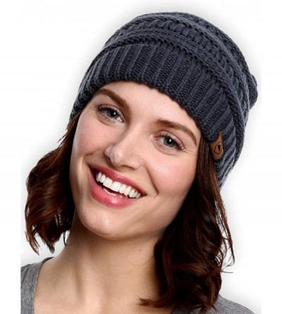 Skullies & Beanies Womens Cable Knit Beanie - Warm & Soft Stretch Winter Hats for Cold Weather - Dark Gray - C512N7AEZAS $9.42