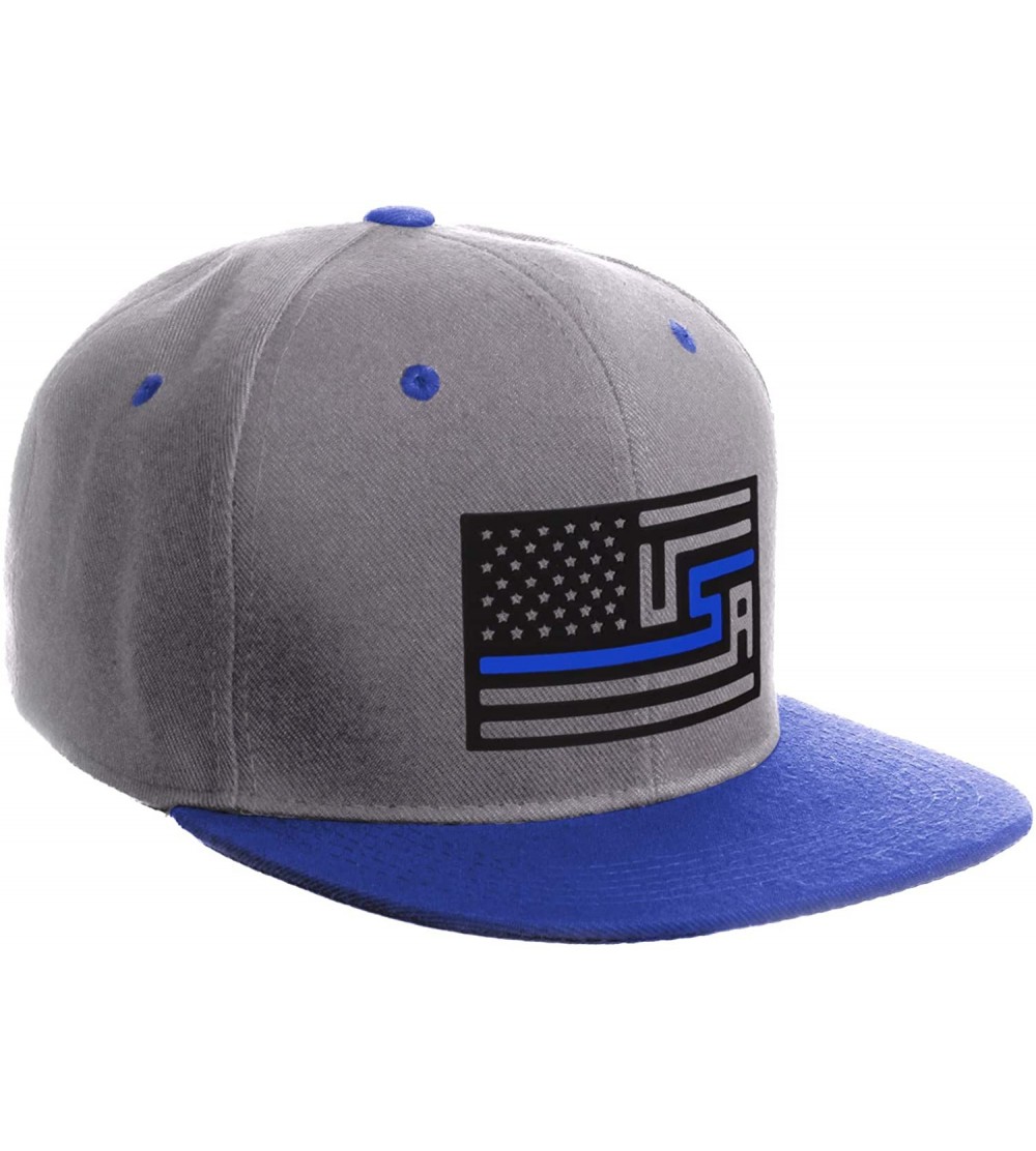 Baseball Caps USA Redesign Flag Thin Blue Red Line Support American Servicemen Snapback Hat - Thin Blue Line - Grey Royal Cap...