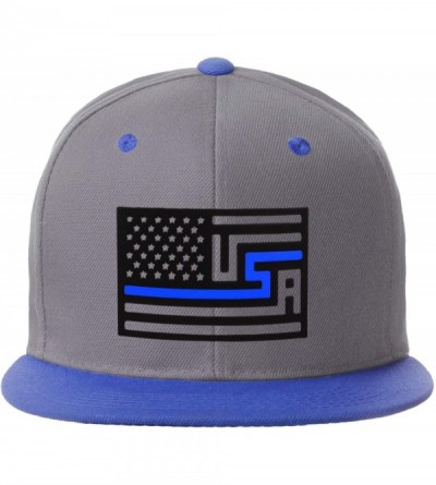 Baseball Caps USA Redesign Flag Thin Blue Red Line Support American Servicemen Snapback Hat - Thin Blue Line - Grey Royal Cap...