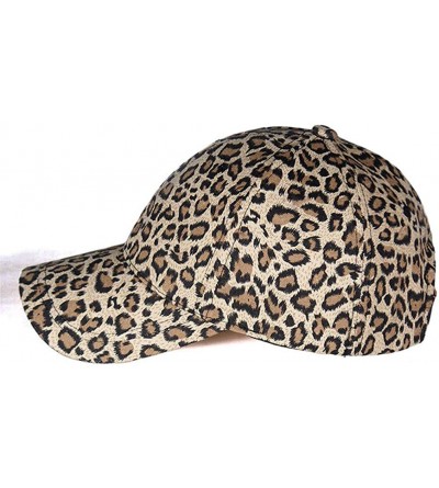 Baseball Caps Women Fashion Ponytail Messy Buns Leopard Baseball Cap Adjustable Tennis Hat Sports Snapback - Khaki - C118Q96L...
