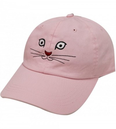 Baseball Caps Cat Face Cotton Baseball Caps - Pink - CM17Z5GEAXE $14.11