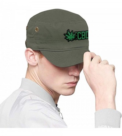 Baseball Caps CBD Cannabidiol Marijuana Leaf Cadet Army Cap Flat Top Sun Cap Military Style Cap - Moss Green - CU18YCNZQU3 $2...