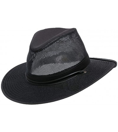 Cowboy Hats Aussie Breezer 5310 Cotton Mesh Hat - Black - CR195U8SUIA $39.54