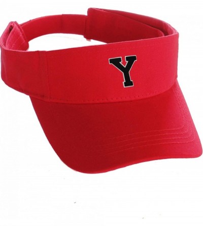 Baseball Caps Custom Sport Sun Visor Hat A to Z Initial Team Letters- Red Visor White Black - Letter Y - CQ18GS4LTHS $13.88